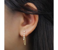 Shiny CZ with Chain Stud Earrings STC-209-GP